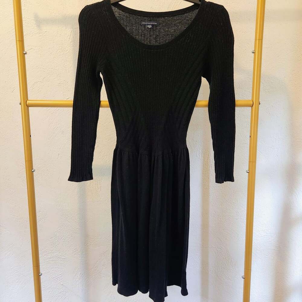 American Eagle Outfitters Sweater Dress Size S Black Long Sleeve Ribbed